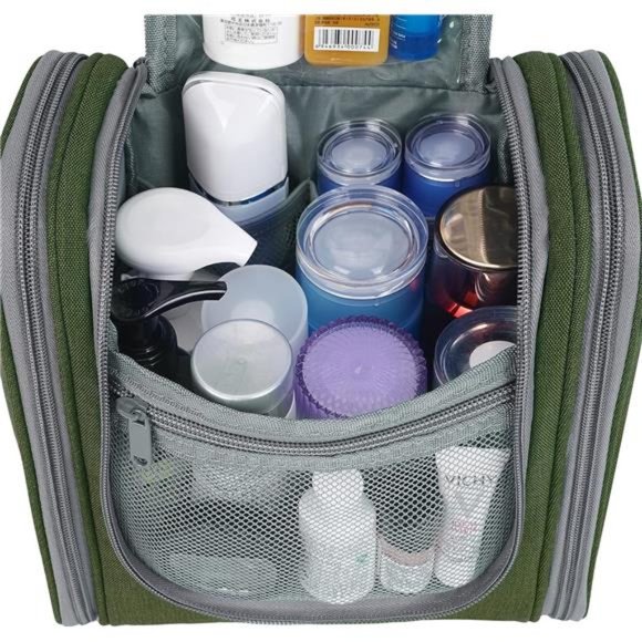 Hanging Travel Toiletry Bag Cosmetic Make up Organizer for Women and Men Green - Picture 3 of 6